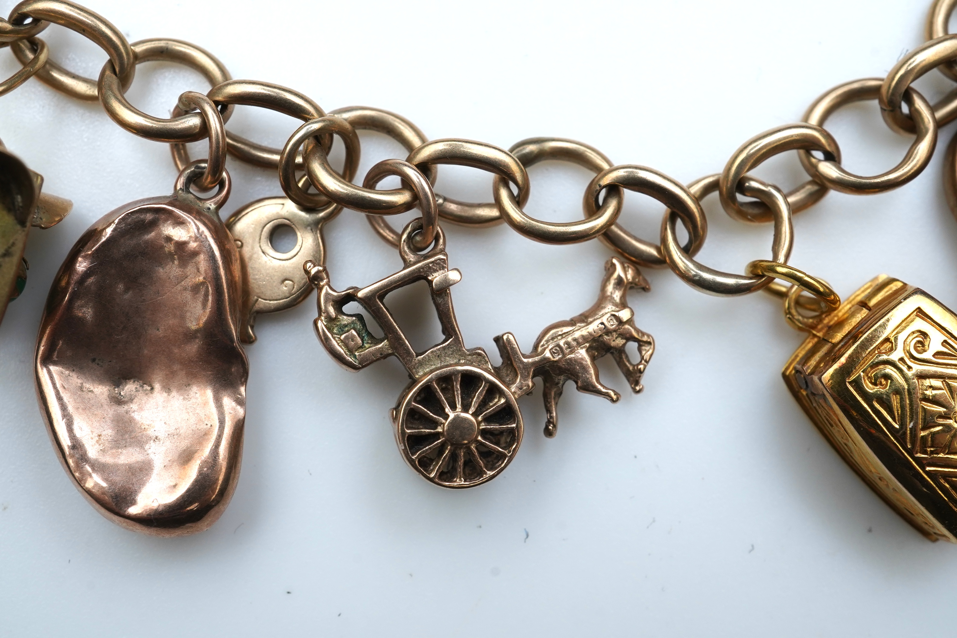A gold charm bracelet